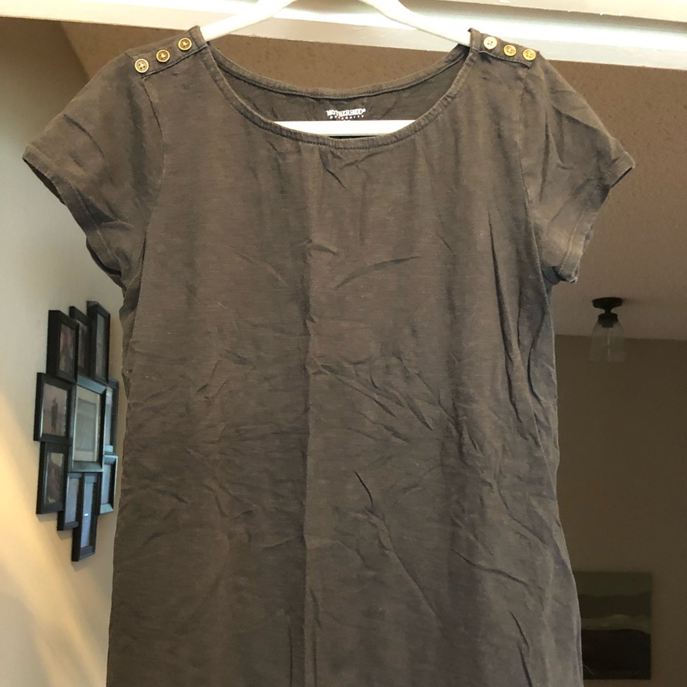 Black maternity shirt with gold buttons